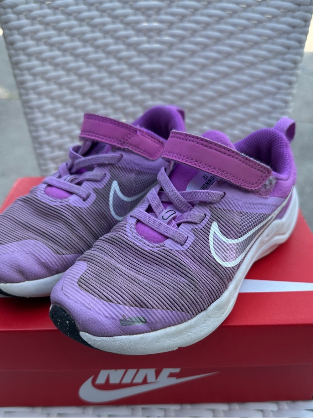 Nike Kids Purple and White Velcro Athletic Sneakers